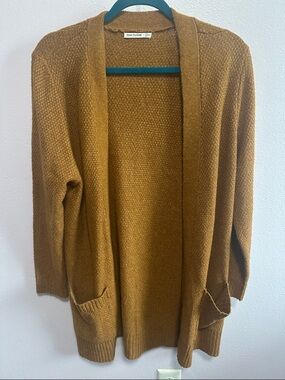 Pink Clover Open-Front Mustard Cardigan